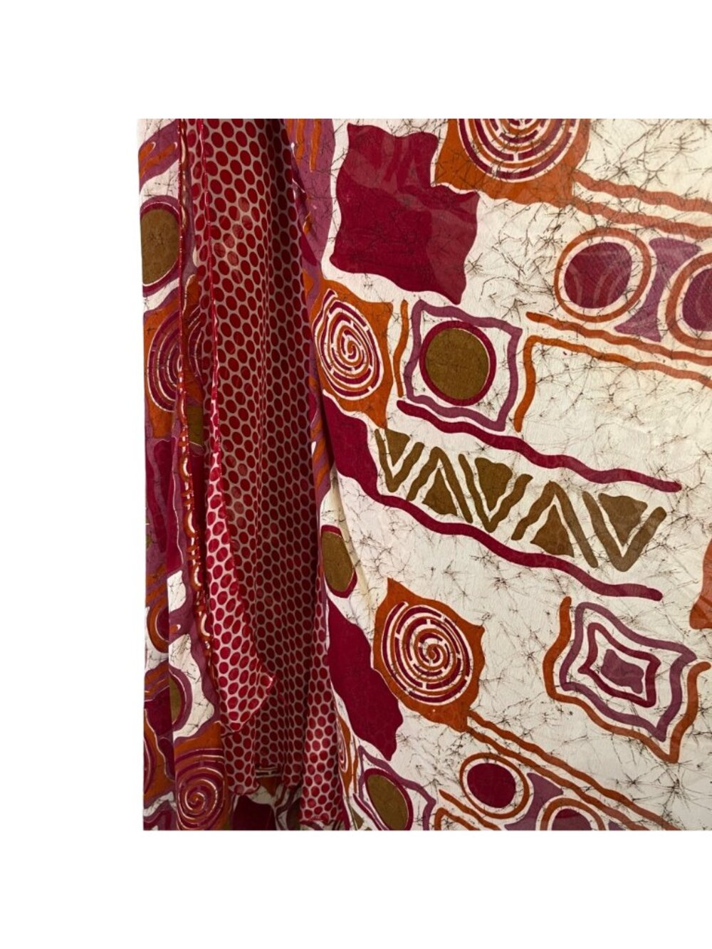 India Boutique Womens Maxi Wrap Skirt Multicolor Abstract Boho Adjustable Tie - Picture 2 of 4